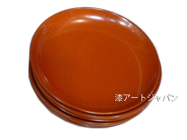 漆アートジャパン 丸皿(洗朱)銘々皿 5枚揃